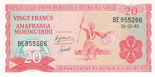 Burundi p27b 20 Francs 1983